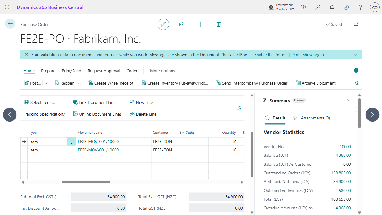 Purchase Order subform with Container column