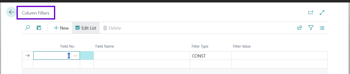Column Filters